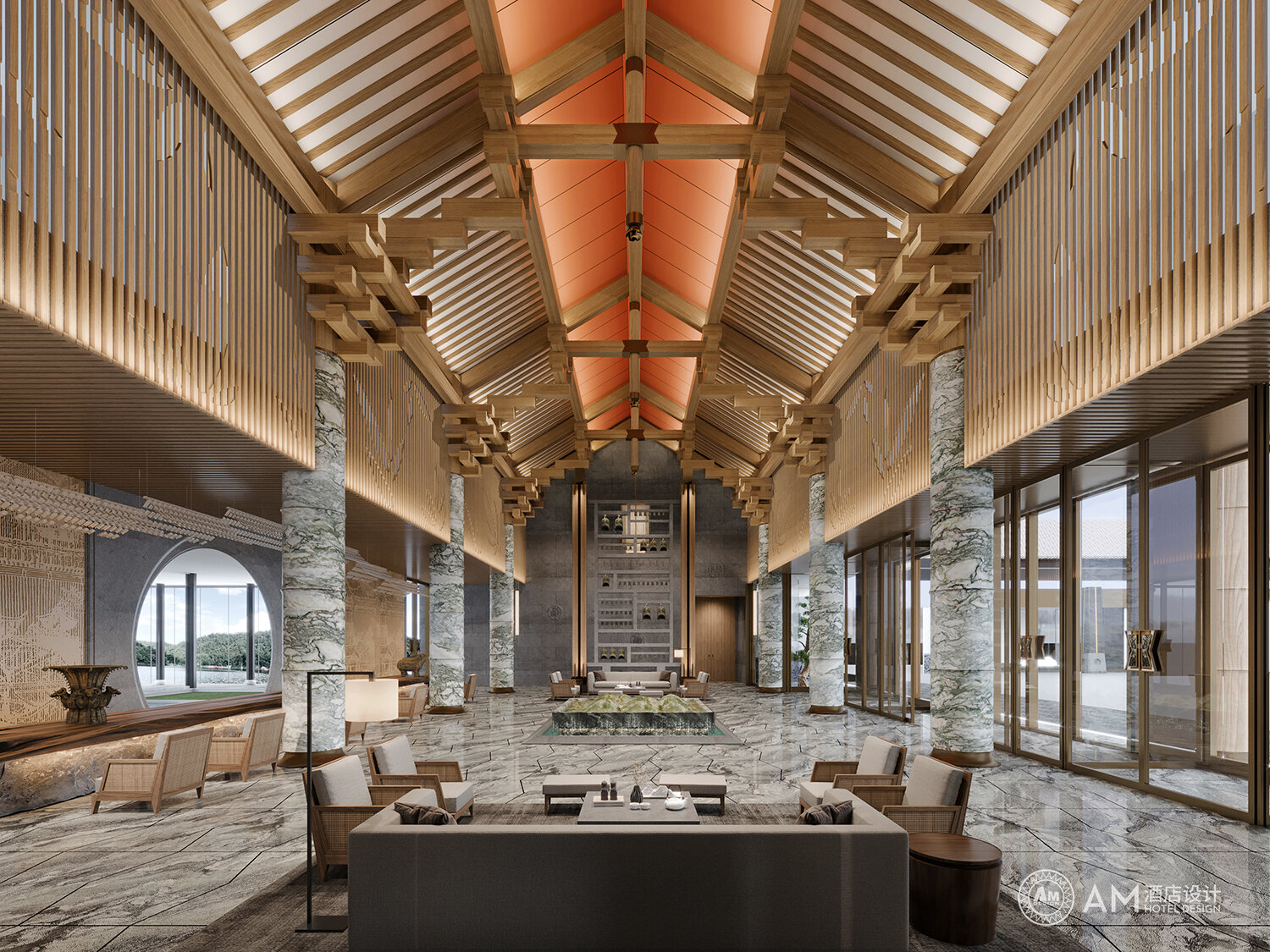 AM设计 | 汉中南湖度假酒店大堂设计